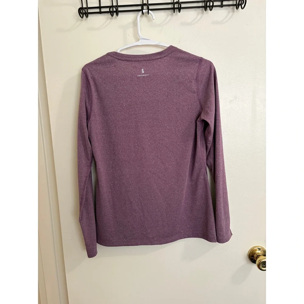 New Balance Womens Lightning Dry Long Sleeve Athletic Shirt Purple Heather Small